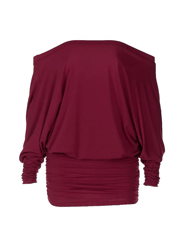 Off The Shoulder Sheer Ruched Dress W823