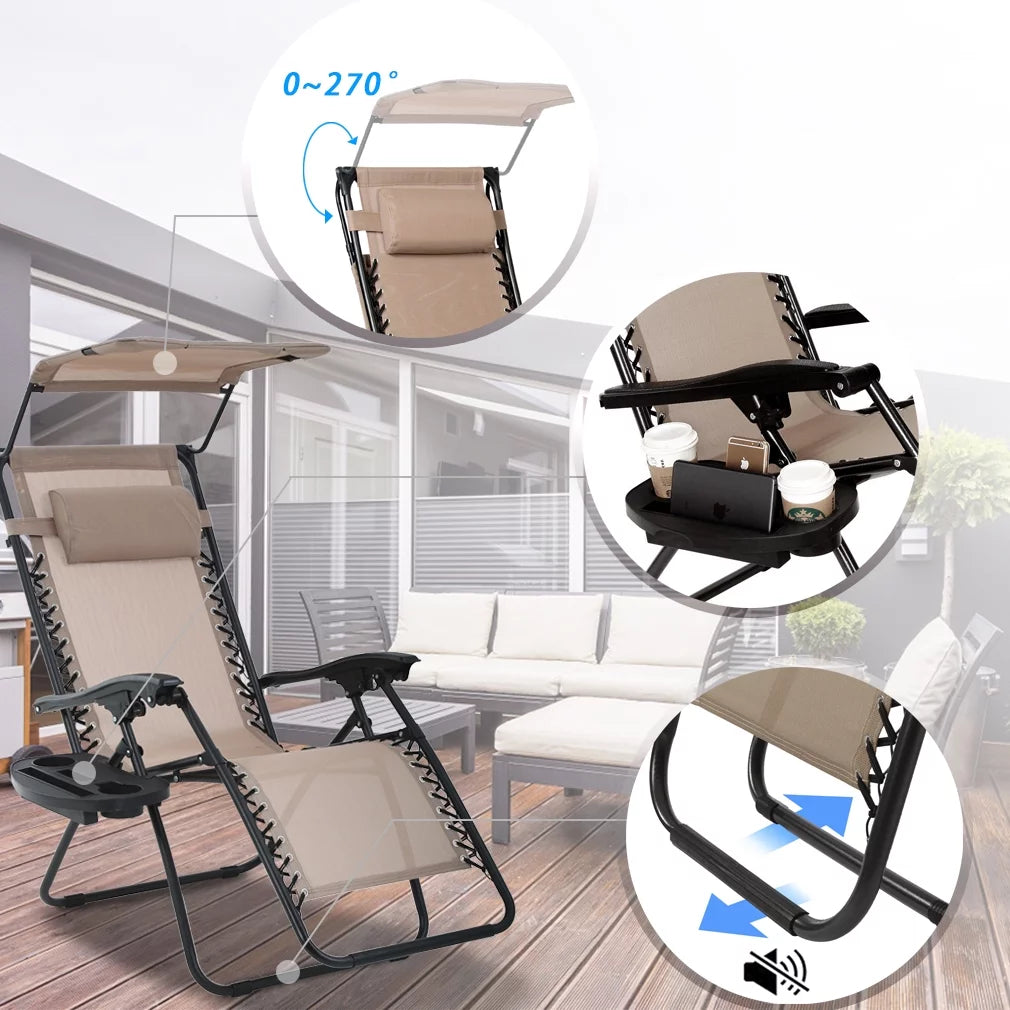 Zero Gravity Chair with Canopy Cup Holder W46116