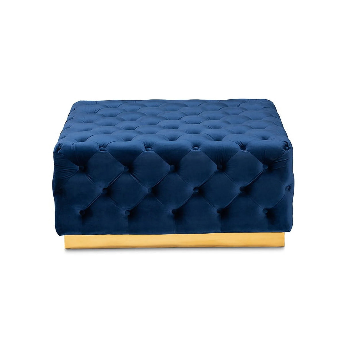 Royal Blue Velvet Square Cocktail Ottoman F77013