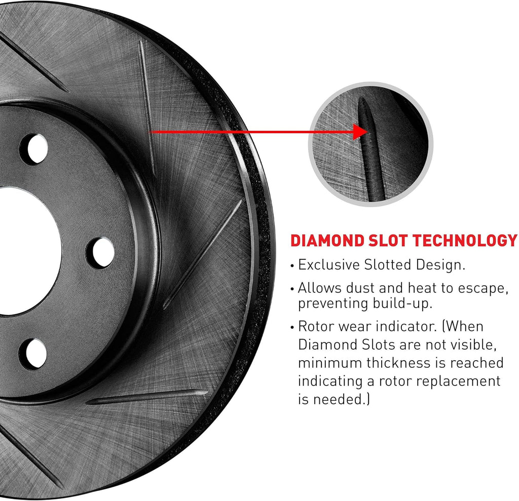 Black Slotted Brake Rotors Kit with Semi-Met Pads W63579