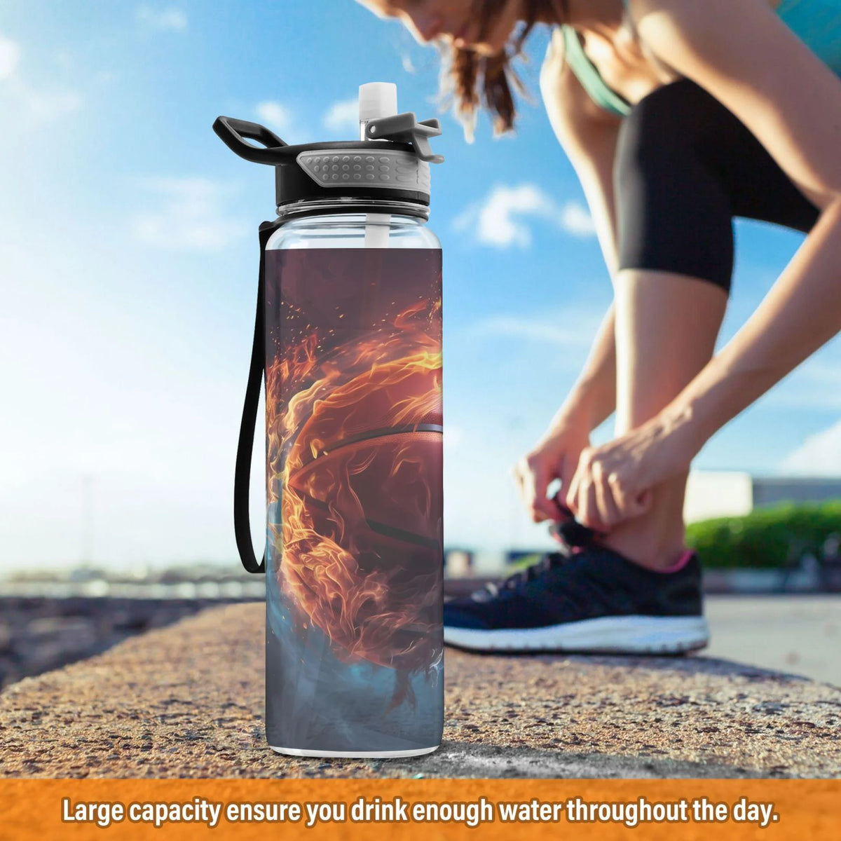 32oz Tritan Leakproof Clear Sports Water Bottle C587