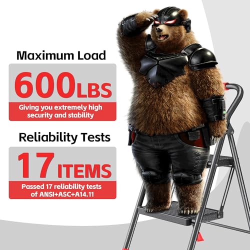 Foldable 3 Step Ladder with Handrails 800Lbs X7338