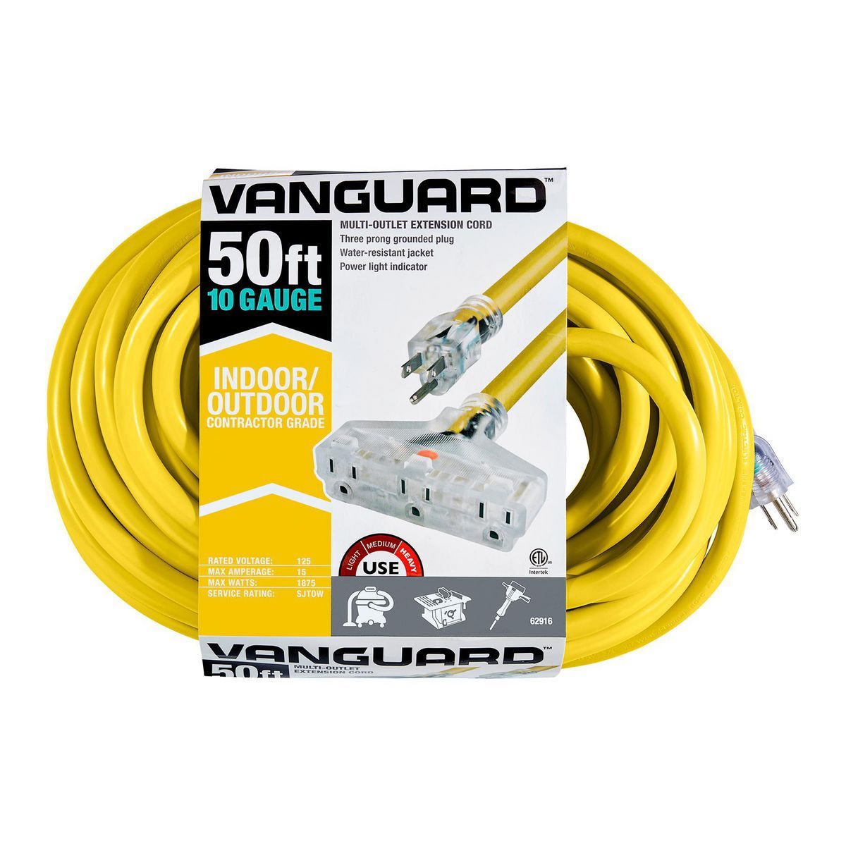 50 ft. 10/3 Gauge Triple-Tap Extension Cord U647