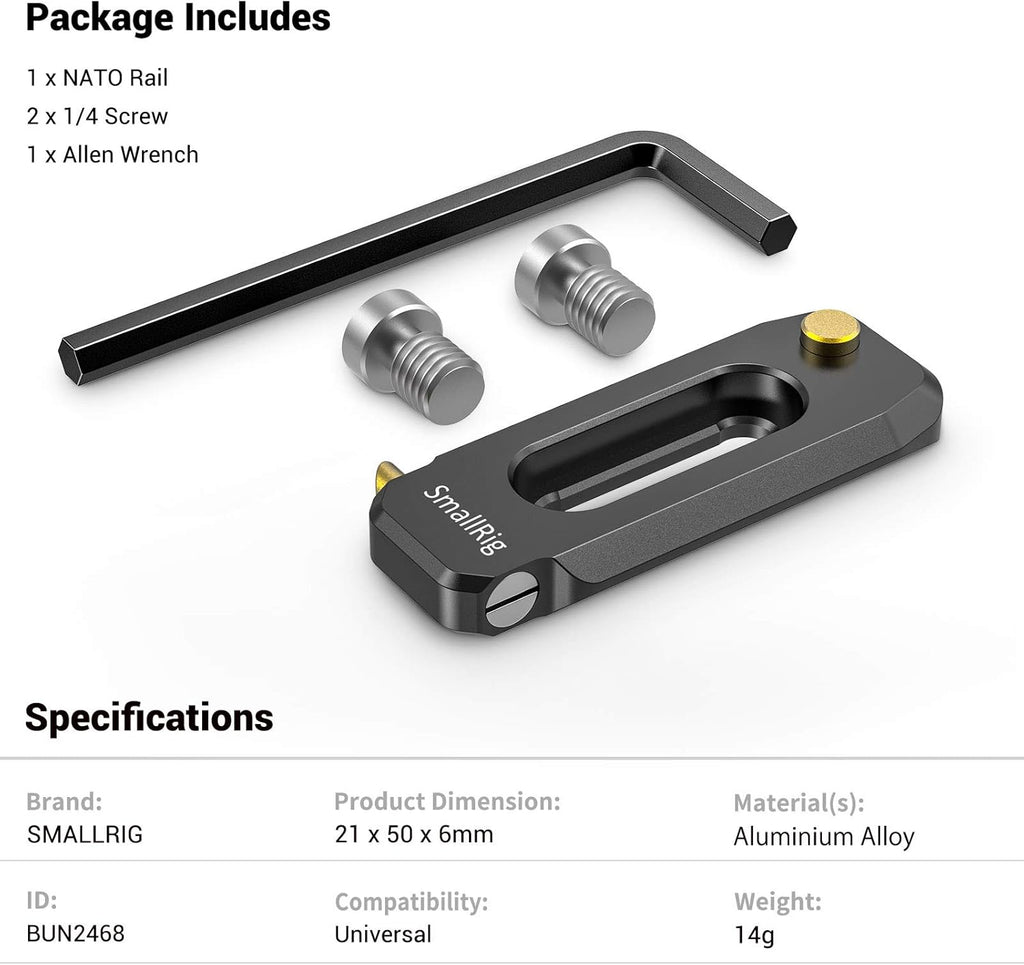 Universal Low-Profile Quick Release NATO Rail 50mm with 1/4'' Screws H2843