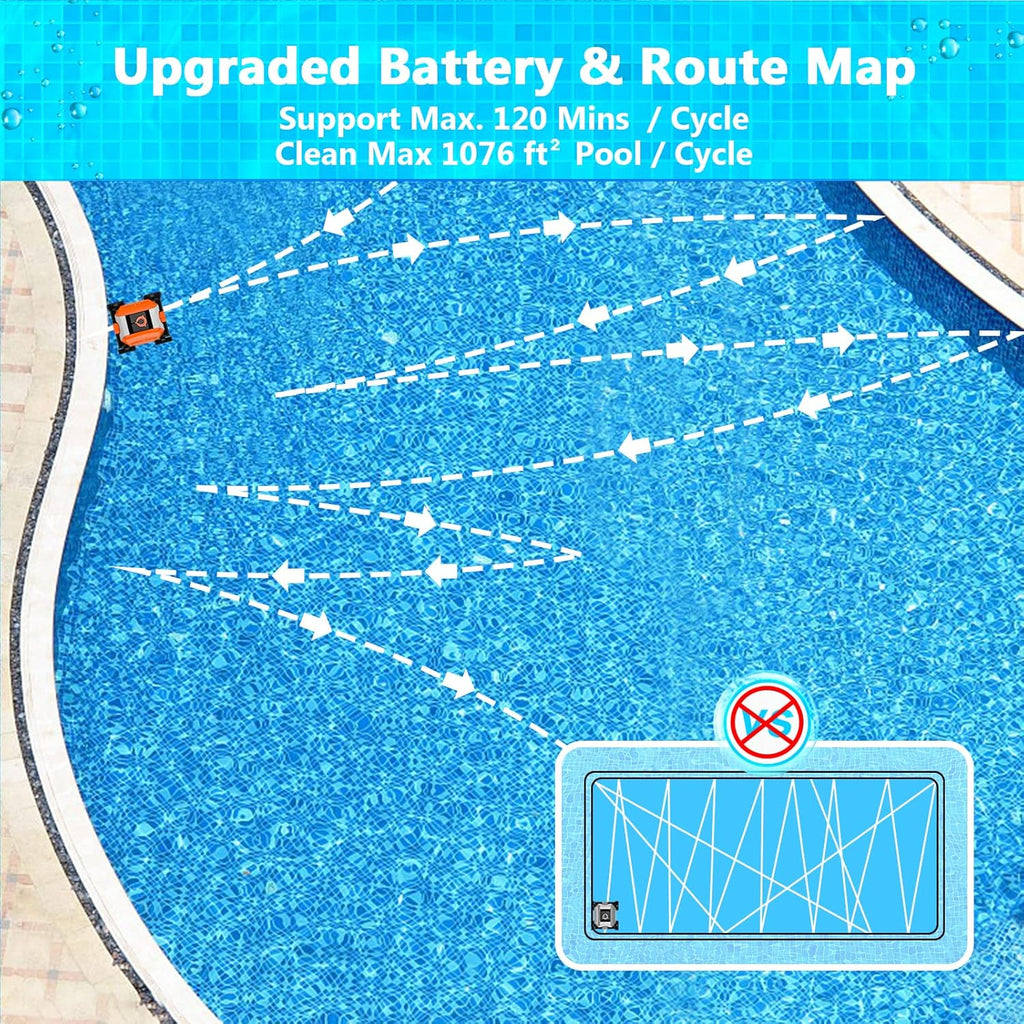 Cordless Robotic Pool Cleaner, Rechargeable Battery, IPX8 Waterproof Automatic Pool Vacuum I730199
