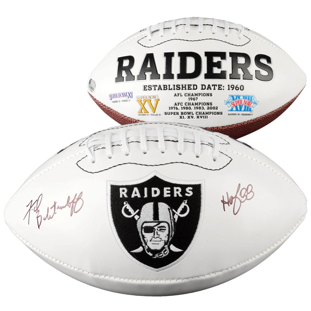 Autographed White Panel Football with HOF Inscription C144