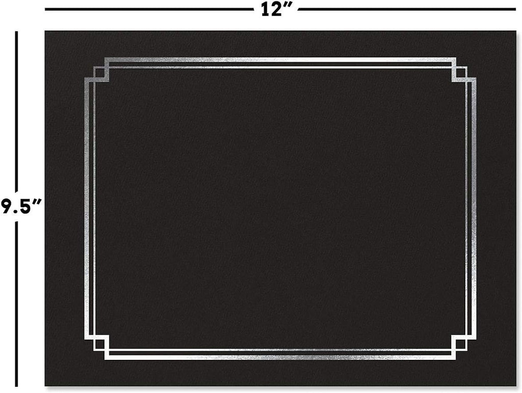 Black & Gold Certificate Holders, Pack of 25, Linen Cover, 9-1/2 x 12 H38215